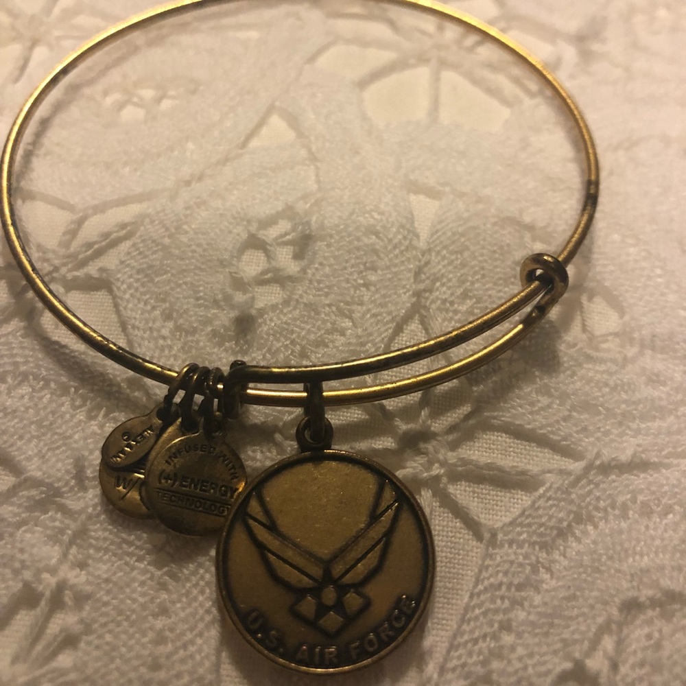 Alex and Ani gold U.S. Air Force bracelet.